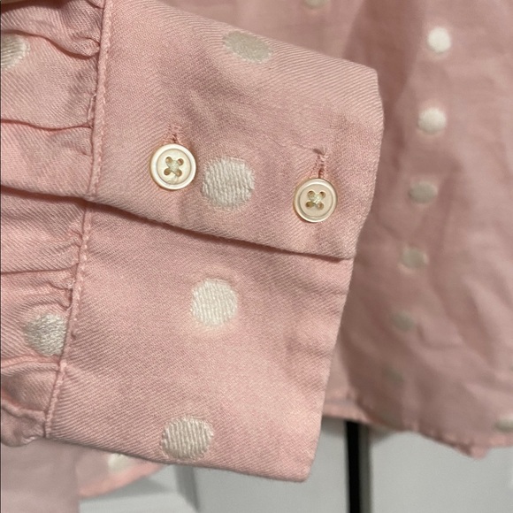 LOFT Pink & white cotton blend Dot Pullover Blouse top shirt size LARGE - Picture 5 of 11
